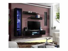 Ensemble meuble tv fly r2 avec led. Coloris noir. Meuble suspendu design pour votre salon.