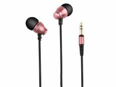 Écouteurs appareils intra-auriculaires jack 3.5mm plaqué or nylon résistant rose yonis