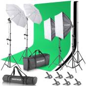 Neewer Kit pour Studio Photo et Production vidéo (avec Support de 2,6 m x 3 m, Fonds, réflecteurs Parapluie et softbox 800 W 5500 K)