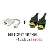 CABLING® Pack Câble Adaptateur Connexion Mini Displayport Vers Hdmi Pour Apple Mac / Macbook / Pro / Air + cable HDMI 3 mètres