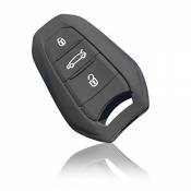 LFOTPP Intelligent Housse en Silicone Porte-clés à télécommande/Housse/étui clé coloré pour Peugeot 3008/5008 2017（Noir et Bleu）