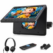 NAVISKAUTO Lecteur DVD Voiture pour Enfant, HDMI Input 10,1 Pouce Ecran d'appui tête Compatible avec MKV/MP4, Région Libre USB SD Equipé Chargeur Mura