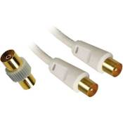 APM - Câble d'antenne - IEC connector (9.52mm) mâle pour IEC connector (9.52mm) mâle - 5 m - coaxial - blanc