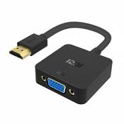 ICZI Adaptateur HDMI vers VGA 1080P Noir Convertisseur HDMI Mâle vers VGA Femelle Câbles HDMI vers VGA Compatible avec Macbook,TV Box,Xbox,HDTV,Projec
