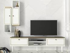 Ensemble meuble tv ravenna blanc marbre 180 cm Azura-42323