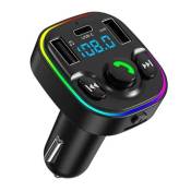 Transmetteur FM Bluetooth Voiture Adaptateur Bluetooth Radio Lecteur de Musique MP3 deux Ports USB Chargeur Rapide de Voiture Type C,Appel Mains Libre