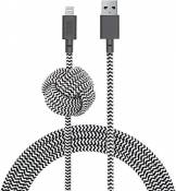 Native Union Câble Night - Câble de 3 Mètres Ultra Solide Renforcé de [Certifié Mfi] Câble Lightning à USB avec Nœud Lesté Compatible avec iPhone 14,