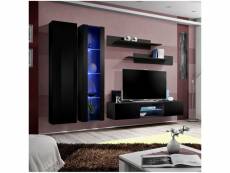 Ensemble meuble tv fly o4 avec led. Coloris noir. Meuble suspendu design pour votre salon.
