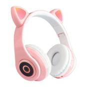 Casque Bluetooth, Sans Fil Over-Ear Led Avec Micro Pour Enfants Filles Rose W131