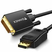 FOINNEX Câble DisplayPort vers DVI, Cable DP vers DVI 2M, Adaptateur Display Port à DVI 1080P@60Hz, Mâle à Mâle DP in to DVI Adapter Cordon, Video Pri