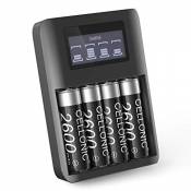 CELLONIC® Chargeur de Piles AA AAA USB + 4X Batterie