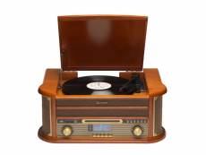 Platine vinyles denver mrd-51. Radio dab-fm, cd, cassette, rec. Haut-parleurs 5w, design rétro. Boîtier en bois.