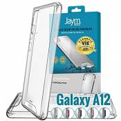 JAYM - Coque Ultra Renforcée Premium pour Samsung Galaxy A12 - Certifiée 3 Mètres de Chute – Garantie à Vie - Transparente - 5 Jeux de Boutons de Coul