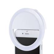 Portable Mini 36 LEDs Selfie Ring Light Lamp 3 Modes avec Batterie Intégrée Rechargeable USB pour Smartphone PC -Blanc