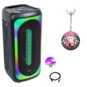 Pack - Enceinte Bluetooth Autonome 500W LED USB SD TWS Ibiza MERCURE50 - Boule Disco LED - Jeu Lumière Astro - Musique Anniversaire Cadeau