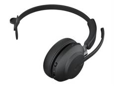 Jabra Evolve2 65 MS Mono - Micro-casque - sur-oreille - convertible - Bluetooth - sans fil - USB-A - isolation acoustique - noir - avec support de cha