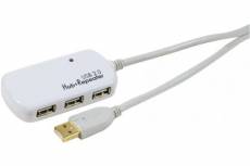 Dexlan Câble répéteur actif USB 2.0 avec hub 4 ports 12 m
