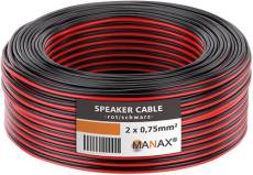 MANAX SC2075 Câble d'enceinte 2x0.75 mm² CCA (Câble d'enceinte/Câble Audio), 2x0,75mm², 10,0m, Rouge/Noir