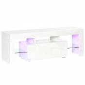 HOMCOM Meuble TV LED Style Contemporain - Grand tiroir,