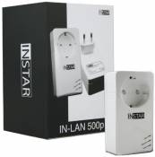 INSTAR 100378 Mini-Adaptateur CPL supplémentaire avec Prise intégrée 500 Mbps/s 2 W Blanc