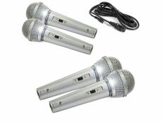 4 microphones chant karaoke conférence, musique dynamique unidirectionnel silver- câble xlr-xlr 3m