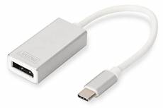 DIGITUS Adaptateur Graphique USB Type-C, USB Type-C vers DP (Femelle), 4K Ultra HD 30Hz, 3840x2160 Pixels, Aluminium