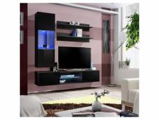 Ensemble meuble tv fly s3 avec led. Coloris noir. Meuble suspendu design pour votre salon.