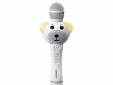 Lenco bmc-060wh - microphone karaoké avec bt, slot sd, lumières, sortie auxiliaire - blanc BMC-060WH