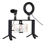 Anneau LED Selfie Light PULUZ 4 en 1 Vlogging Diffusion en direct 4.7 pouces Stabilisateur Kits