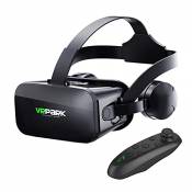 Casque VR Compatible/iOS/PC, réalité virtuelle avec poignée sans Fil, Lunettes VR pour Jeux immersifs dans Les Films 3D avec Vision panoramique à 360