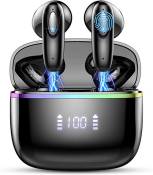 Ecouteurs Bluetooth Sans Fil Écouteurs Bluetooth 5.3 HiFi Stéréo, 40Hrs e Jeu Continue et 4 HD Mic Oreillette Bluetooth sans Fil Écran LED IP7 Étanche