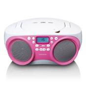 Radio portable / Lecteur CD portatif Lenco SCD-301PK Blanc-Rose