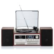 Platine Vinyle Vintage Radio DAB/DAB+/FM, Lecteur CD-MP3 Cassette, Bluetooth USB, Roadstar, HIF-8892D+BT, , Bois