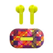 Écouteurs sans fils bluetooth avec station de charge en tissu et motifs couleur + accessoires - SBS