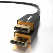 LINKUP - 34AWG Ultra Mince Flexible Câble DisplayPort DP8K (Certifié VESA) HBR3 DSC 1.2a HDCP2.3 3D | 8K@60Hz 4K@144Hz | UHD QHD FHD | - 1 Mètres