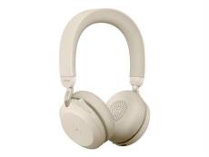 Jabra Evolve2 75 - Micro-casque - sur-oreille - Bluetooth - sans fil - Suppresseur de bruit actif - USB-C - isolation acoustique - beige - Certifié po
