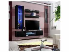 Ensemble meuble tv fly s2 avec led. Coloris noir. Meuble suspendu design pour votre salon.