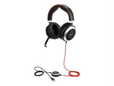 Jabra Evolve 80 MS stereo - Micro-casque - circum-aural - filaire - Suppresseur de bruit actif - jack 3,5mm - Certifié pour Skype for Business