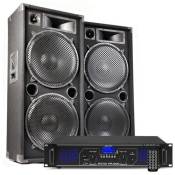MAX215 Kit Sono DJ et amplificateur Bluetooth 4000W - un kit puissant et idéal pour animer vos soirées