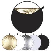 Réflecteur PULUZ 60 * 60 cm 5 en 1 de Photographie Pliable (argent / translucide / doré / blanc / noir)