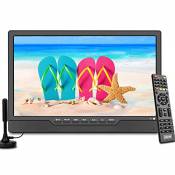 TV numérique portable DVB-T2, LCD 14,0 pouces, batterie rechargeable, mini TV freeview, prise USB, télécommande, entrée AV, HDMI-IN.
