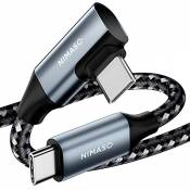 NIMASO Câble USB C vers USB C [0,5M] Coudé 90 Degrés