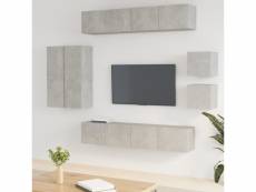 Ensemble de meubles tv 8 pcs gris béton bois d'ingénierie