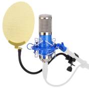 Pronomic CM-100B Studio microphone condensateur blau SET incl. filtre anti pop en or