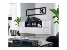 Composition de meubles murales cubes 5 design coloris blanc et noir. Meuble de salon suspendu