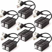 Lot de 6 paires de connecteurs BNC pour vidéosurveillance avec émetteur et émetteurs, BNC mâle vers câble UTP CAT5/5e/6/6e pour système de caméra CCTV