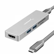 SABRENT hub USB c, Data hub, USB Adaptateur, USB-c Station d’Accueil multiport avec HDMI 4K, 2 Port USB 3.2 | et Lecteur de Carte SD/MicroSD, pour Des