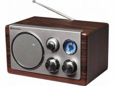 Roadstar hra-1245wd radio analogique portable en bois fm, mw, 1 voie, aa, courant alternatif, batterie cc