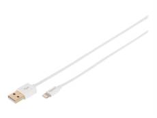 DIGITUS - Câble Lightning - Lightning mâle pour USB mâle - 1 m - double blindage - blanc - moulé