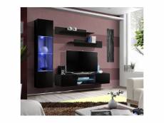 Ensemble meuble tv fly r3 avec led. Coloris noir. Meuble suspendu design pour votre salon.